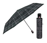 PERLETTI Parapluie Femme Pliant Ouverture et Fermeture Automatique - Ombrelle Femmes Pliable Coloré à Motifs Sac à Main Voyage - Parapluie Dame Fille Incassable (Tweed Noir)