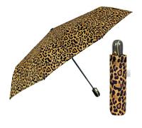 PERLETTI Parapluie Femme Pliant Ouverture et Fermeture Automatique - Ombrelle Femmes Pliable Coloré à Motifs Sac à Main Voyage - Parapluie Dame Fille Incassable (Léopard Jaune)