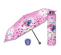 PERLETTI Parapluie fille pliable 50/8 manuel 3 sections Licorne Tissu polyester Structure et tiges en fibre de verre anti-vent Cool Kids, Couleur, único, décontracté