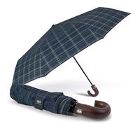 PERLETTI Parapluie Homme Pliant avec Poignée Effet Bois - Parapluie Monsieur Léger Résistant au Vent avec Ouverture et Fermeture Automatique - Parapluie Garçon Pliable - Diamètre 104 cm (Bleu Vert)