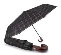 PERLETTI Parapluie Homme Pliant avec Poignée Effet Bois - Parapluie Monsieur Léger Résistant au Vent avec Ouverture et Fermeture Automatique - Parapluie Garçon Pliable - Diamètre 104 cm (Noir Rouge)