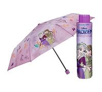 PERLETTI Parapluie Pliant Disney Frozen II Fille Filette - Parapluie Pliable La Reine de Neiges 2 Ouverture Manuelle - Mini Parapluie Coupe Vent Princesses Anna Elsa - Diamètre 91 cm (Lilas Dégradé)