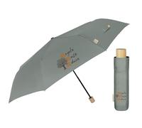 PERLETTI Parapluie Pliant Ecologique - Parapluie Femme Ouverture Manuelle Poignée en Bois et Tissu Recyclé Résistant au Vent Durable - Parapluie Eco de Voyage Coloré Green (Gris)