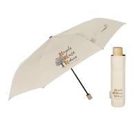 PERLETTI Parapluie Pliant Ecologique - Parapluie Femme Ouverture Manuelle Poignée en Bois et Tissu Recyclé Résistant au Vent Durable - Parapluie Eco de Voyage Coloré Green (Vanille)