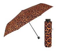 PERLETTI Parapluie Pliant pour Femme avec Ouverture Manuelle - Parapluie Plegable Compact Résistant au Vent - Mini Ombrelle Fille Petit Solide - Diamètre 97 cm (Léopard Orange)