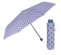 PERLETTI Parapluie Pliant pour Femme avec Ouverture Manuelle - Parapluie Plegable Compact Résistant au Vent - Mini Ombrelle Fille Petit Solide - Diamètre 97 cm (Lilas à Pois)
