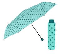 PERLETTI Parapluie Pliant pour Femme avec Ouverture Manuelle - Parapluie Plegable Compact Résistant au Vent - Mini Ombrelle Fille Petit Solide - Diamètre 97 cm (Turquoise à Pois)