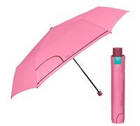 PERLETTI Parapluie Pliant Super Slim Manuel Femme - Parapluie Mini Compact Léger Coupe Vent pour Voyage - Petit Parapluie Pliable Résistant Couleur Unie Incassable - Diamètre 91 cm (Rose)