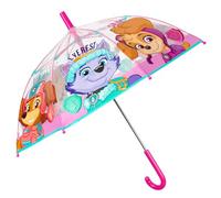 PERLETTI Parapluie Transparent Cloche Pat Patrouille Ouverture Manuelle - Paw Patrol Chiens Policiers Chase Marcus Ruben - Parapluie Enfant Garçon Fille 4 5 6 Ans Résistant - Diamètre 64 cm (Rose)
