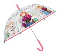 PERLETTI Parapluie Transparent Cloche Reine des Neiges - Parapluie Disney Frozen Ouverture Automatique Princesse Elsa Anna - Parapluie Canne Petite Fille 4 5 6 Ans Coupe Vent - Diamètre 74 cm (Rose)