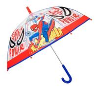 PERLETTI Parapluie Transparent Cloche Spider pour Enfants 4 5 6 Ans - Automatique Haute Sécurité Super Héro Marvel - Parapluie Canne Enfant Garçon Homme Araignée Résistant - Diamètre 69 cm (Rouge)