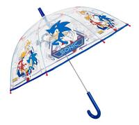 PERLETTI Parapluie Trasparent Solide Coupe Vent Sonic The Hedgehog - Parapluie Enfant Garcon Imprimé Personnages Sonic Le Hérisson - Ombrelle Cloche Dôme Léger Ouverture Manuelle - Diamètre 74 cm