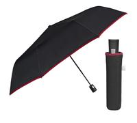 PERLETTI Petit Parapluie Homme Pliant - Parapluie de Poche Monsieur Ouverture Automatique Poignée Golf - Ombrelle Incassable Anti Tempête - Diamètre 96 cm (Noir)