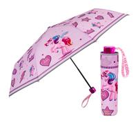 PERLETTI Petit Parapluie Licorne Pliant Fille 7 8 9 Ans - Parapluie Rose Violet Manuel avec Détails Réfléchissants - Ombrelle Résistant au Vent Solide Enfant - Diamètre 91 cm (Denim Rose)