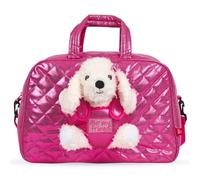 PERLETTI Sac à Dos Enfant 3 4 5 6 Ans avec Peluche Caniche Blanc - Sac Roulettes ou Sport Rose avec Doudou Animal Chien pour École Maternelle - Sacoche Petit Fille Fillette (Sac de Sport)