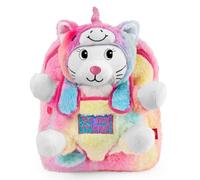 PERLETTI Sac à Dos Licorne Kawaii pour Fillette 3 4 5 6 Ans - Sac roulettes Sport avec Peluche Chaton Chat Amovible Fille Enfant École Maternelle - Sac de Voyage Doux (Sac à Dos)