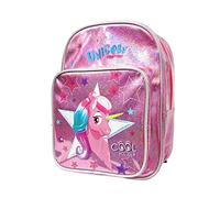 PERLETTI Sac a Dos Licorne Rose avec Poche Avant Bordure Réfléchissante - Cartable Scolaire Enfant Haute Qualité Sorties Voyages - Backpack Pailleté Fille 2/5 Ans - 31x23,5x13 cm (Sac à Dos Licorne)