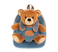 PERLETTI Sac à Dos Peluche pour Enfant 3 4 5 Ans - Mini Cartable Doux Mignon de Voyage et Doudou Animal École Maternelle - Petit Jouet et Sacoche Petite Fille Garçon Bébé - 27x21x9 cm (Ourson)