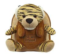 PERLETTI Sac à Dos Peluche pour Enfant 3 4 5 Ans - Mini Cartable Mignon de Voyage et Doudou Animal pour École Maternelle - Petit Jouet Doux et Sacoche pour Petite Fille Garçon Bébé - 21x27x9 cm