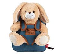 PERLETTI Sac à Dos Peluche pour Enfant 3 4 5 Ans - Mini Cartable Mignon de Voyage et Doudou Animal pour École Maternelle - Petit Jouet Doux et Sacoche pour Petite Fille Garçon Bébé - 21x27x9 cm