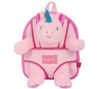 PERLETTI Sac à Dos Peluche pour Enfant 3/5 Ans - Mini Cartable Mignon de Voyage et Doudou Animal École Maternelle - Petit Jouet Doux et Sacoche Petite Fille Garçon Bébé - 21x27x9 cm (Licorne Rose)