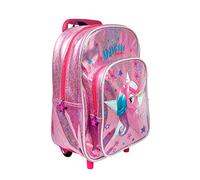 PERLETTI Sac à Dos Roulette pour Fillette 2/5 Ans - Cartable Petit avec Roues et Paillettes Roses Enfant pour École Maternelle avec Grande Poche - 36x26x15 cm (Licorne)