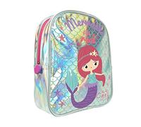 PERLETTI Sac à Dos Sirène Argent avec Details Réfléchissants Fille 2/5 Ans - Petit Cartable pour Ecole Maternelle Fillette - Sac de Voyage Enfant Brillant Garderie - 30x24x10 cm (Sac à Dos Sirène)