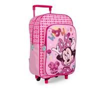 PERLETTI Sac à Roulette Disney Minnie Rose pour Fille 2 3 4 5 Ans - Cartable Coloré avec Roues Minni pour Enfant Fillette Voyage - Petit Sac à Dos École Maternelle avec Grande Poche - 36x24x12 cm