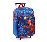 Perletti Sac à dos Spiderman à roulettes amovibles Garçon Bleu et Rouge léger 36x25x12 cm