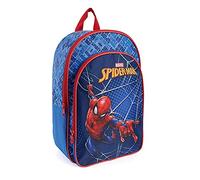 PERLETTI Spiderman Sac à Dos pour Enfant avec Poche Avant - Cartable Garçon École Maternelle Primaire Spider Man Homme Araignée - Sac de Voyage Rouge et Bleu Léger Spider-Man - 36x25x12 cm