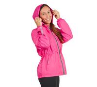 PERLETTI Veste Femme Impermeable à Capuche Détails Réfléchissants - Poncho Pluie Fille Coupe Vent Sport Running Pliable - Manteau Femme Hiver Léger Résistant - Veste de Pluie Neige Fluo (Fuchsia, M)