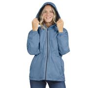 PERLETTI Veste Femme Impermeable à Capuche Détails Réfléchissants - Poncho Pluie Fille Coupe Vent Sport Running Pliable - Manteau Femme Hiver Léger Résistant - Veste de Pluie Neige Fluo (Bleu, S)