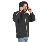 PERLETTI Veste Homme Impérmeable à Capuche Détails Réfléchissants - Coupe Vent Homme Résistant Léger Sport Running Pliable - Poncho Veste de Pluie Neige Impermeable Voyage Fluo Hiver (Jaune, M)