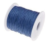 Perlin - 75 m de Cordon en Coton ciré Bleu Saphir 1 mm ciré, Fil de Coton, Fil ciré, Fil de Cire