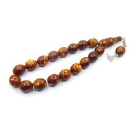 Perlin Chapelet musulman islamique Tesbih Tespih Misbaha Subha 17 - Accessoire de culte - Perles ovales - 14 x 12 mm, L, Acrylique Laiton, Pas de pierre précieuse