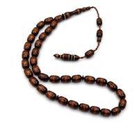 Perlin Collier de prière 33 perles Kuka aspect bois résine Tesbih ovale 12 mm x 7 mm 35 cm Misbaha Tasbih Subha Perles de prière islamiques Fabriqué en Turquie, 35cm, Résine Résine aspect bois Kuka