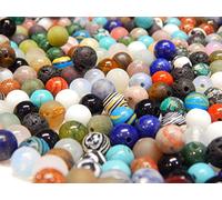 Perlin Lot de 100 perles rondes en pierre de lave, quartz, aventurine, amazonite, améthyste, jade, pierre de lune, jaspe, turquoise, œil de tigre, lapis-lazuli, mélange de perles rondes (4 mm)