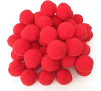 Perlin - Lot de 100 pompons rouges de 25 mm - Pour couture - Tilda - Pour travaux manuels amusants et créatifs