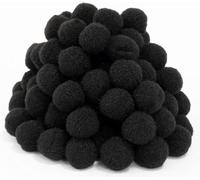 Perlin Lot de 125 pompons en peluche - 20 mm - Noir - Couture Tilda - Pour bricolage amusant et créatif