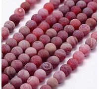 Perlin Lot de 15 perles de pierres précieuses - 6/8/10 mm - Agate givrée - Rondes - En pierre naturelle - En agate givrée - En pierre semi-précieuse - Avec trou à enfiler (rouge, 8 mm)