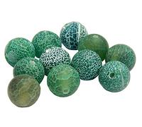Perlin Lot de 18 perles de pierres précieuses - 6/8/10 mm - Agate givrée - Rondes - En pierre naturelle - En agate givrée - En pierre semi-précieuse - Avec trou à enfiler (vert, 6 mm)