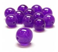 Perlin Lot de 18 perles rondes en jade violet violet 8 mm 6 mm 4 mm, pierres semi-précieuses pour la fabrication de bijoux