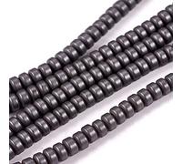 Perlin Lot de 200 perles Heishi en hématite - Noir mat - 3 mm - Non magnétiques - Perles en hématite - Pierres précieuses - 38 cm - 1 fil