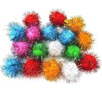 Perlin Lot de 200 pompons en peluche avec paillettes argentées de 10 mm - Mélange de couleurs vives - Pour couture Tilda - Pour travaux manuels amusants et créatifs