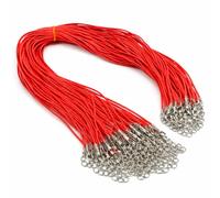 Perlin Lot de 30 colliers en coton ciré - Rouge - 46 cm