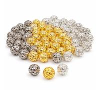 Perlin Lot de 300 perles intercalaires rondes en métal de 8 mm - Doré/argenté vieilli - Perles intercalaires en laiton - Pour la fabrication de bijoux et le bricolage