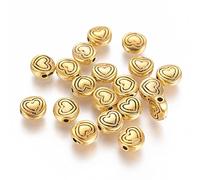 Perlin Lot de 32 perles intercalaires en métal doré 6 mm Forme ronde avec motif cœur Perles d'espacement Perles d'espacement Perles d'espacement Perles d'espacement Perles d'espacement en métal