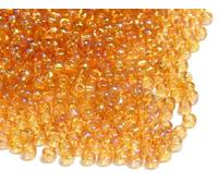 Perlin Lot de 3300 perles de rocaille en verre indien - 3 mm - Transparent - Couleur arc-en-ciel - Lot de 3300 mini perles rondes - Perles brillantes (doré AB)