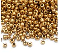 Perlin Lot de 3300 perles de rocaille en verre indien - Perles poney - 3 mm - Couleur métallique 8/0 - Rondes - Mini perles (or mat)
