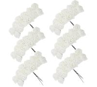 Perlin Lot de 432 mini roses artificielles blanches en mousse pour travaux manuels - Petites roses artificielles - Pour bricolage, mariage, fête, festival, Saint-Valentin